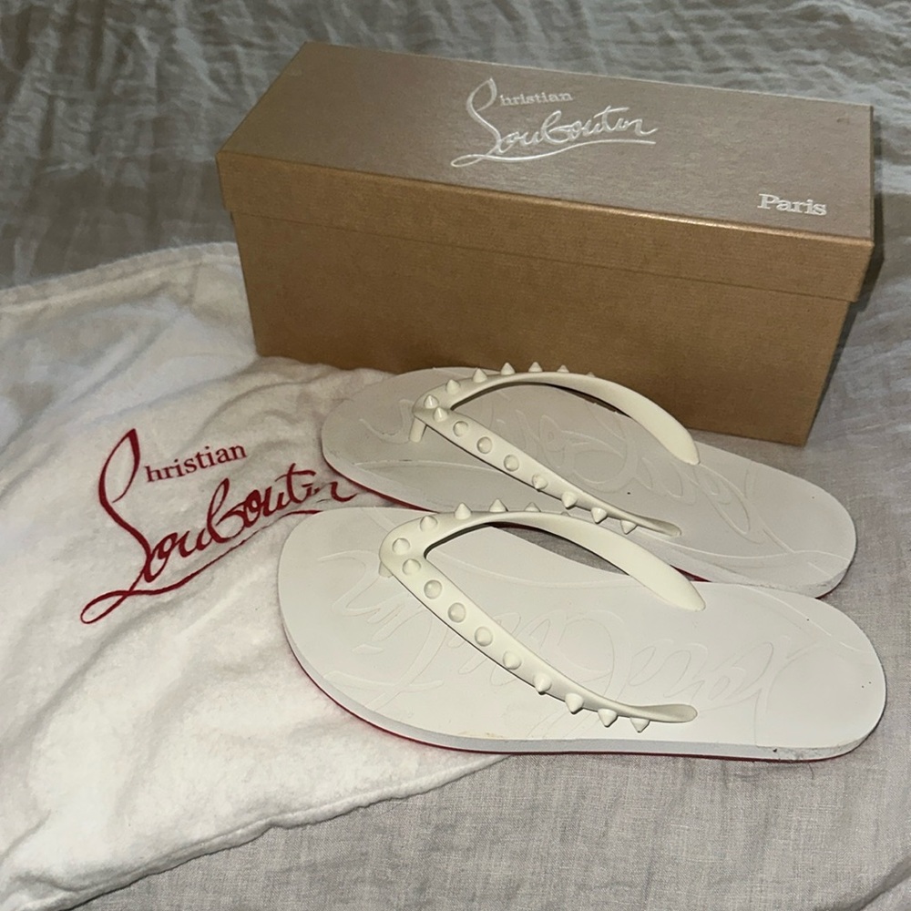 Christian Louboutin spike flip flops